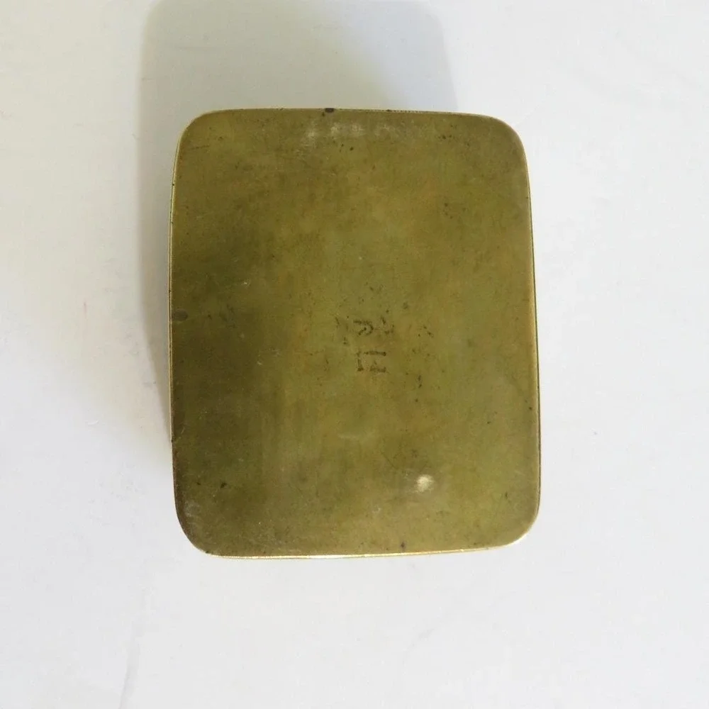 Vintage Asian‎ Brass Trinket Box Bird Flower Engraving Hinged Small Keepsake